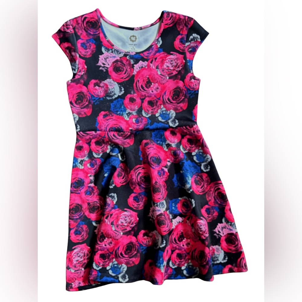 Total Girl Pink Fit and Flare Dress with Flutter Sleeves